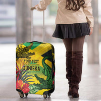 Personalized Jamaica Crocodile Luggage Cover Tropical Flowers Grunge Flag - Wonder Print Shop