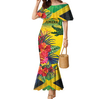 Personalized Jamaica Crocodile Mermaid Dress Tropical Flowers Grunge Flag - Wonder Print Shop