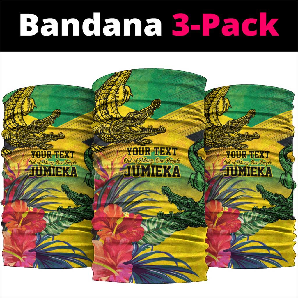 Personalized Jamaica Crocodile Neck Gaiter Tropical Flowers Grunge Flag - Wonder Print Shop