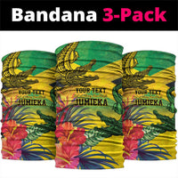 Personalized Jamaica Crocodile Neck Gaiter Tropical Flowers Grunge Flag - Wonder Print Shop
