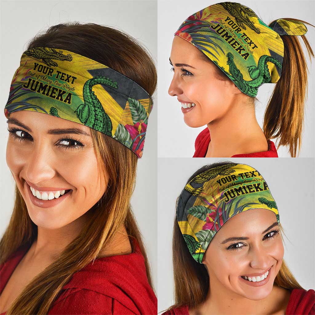 Personalized Jamaica Crocodile Neck Gaiter Tropical Flowers Grunge Flag - Wonder Print Shop