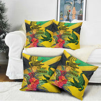 Personalized Jamaica Crocodile Pillow Cover Tropical Flowers Grunge Flag - Wonder Print Shop