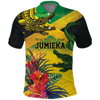 Personalized Jamaica Crocodile Polo Shirt Tropical Flowers Grunge Flag - Wonder Print Shop