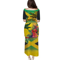 Personalized Jamaica Crocodile Puletasi Tropical Flowers Grunge Flag - Wonder Print Shop