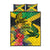 Personalized Jamaica Crocodile Quilt Bed Set Tropical Flowers Grunge Flag - Wonder Print Shop