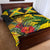 Personalized Jamaica Crocodile Quilt Bed Set Tropical Flowers Grunge Flag - Wonder Print Shop