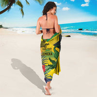 Personalized Jamaica Crocodile Sarong Tropical Flowers Grunge Flag - Wonder Print Shop