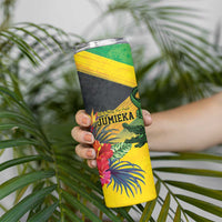 Personalized Jamaica Crocodile Skinny Tumbler Tropical Flowers Grunge Flag - Wonder Print Shop