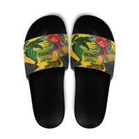Personalized Jamaica Crocodile Slide Sandals Tropical Flowers Grunge Flag - Wonder Print Shop