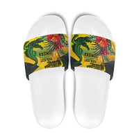 Personalized Jamaica Crocodile Slide Sandals Tropical Flowers Grunge Flag - Wonder Print Shop