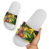 Personalized Jamaica Crocodile Slide Sandals Tropical Flowers Grunge Flag - Wonder Print Shop