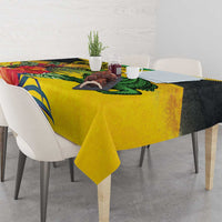 Personalized Jamaica Crocodile Tablecloth Tropical Flowers Grunge Flag - Wonder Print Shop