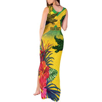Personalized Jamaica Crocodile Tank Maxi Dress Tropical Flowers Grunge Flag - Wonder Print Shop