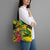 Personalized Jamaica Crocodile Tote Bag Tropical Flowers Grunge Flag - Wonder Print Shop