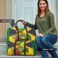 Personalized Jamaica Crocodile Travel Bag Tropical Flowers Grunge Flag - Wonder Print Shop