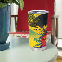 Personalized Jamaica Crocodile Tumbler Cup Tropical Flowers Grunge Flag - Wonder Print Shop