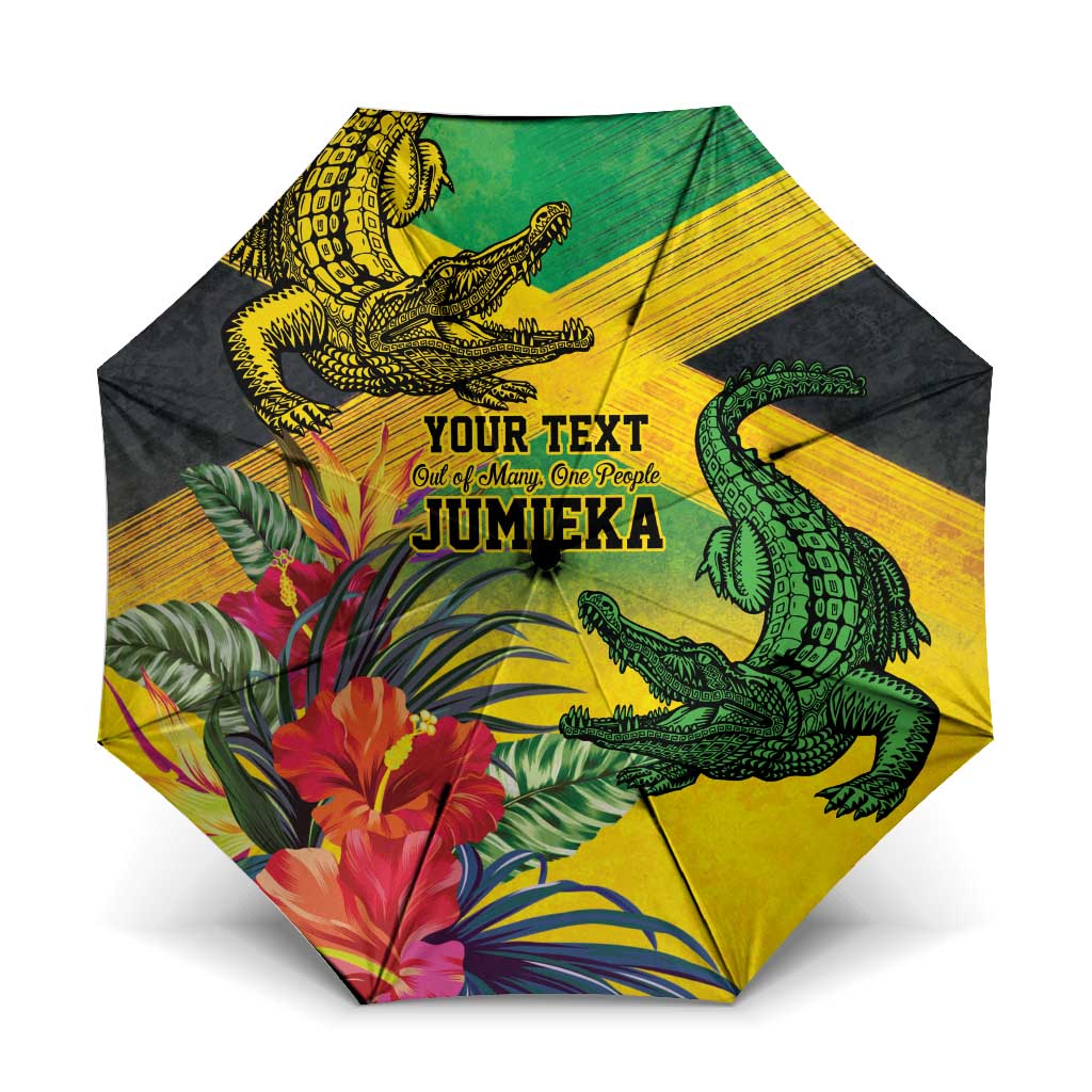 Personalized Jamaica Crocodile Umbrella Tropical Flowers Grunge Flag - Wonder Print Shop