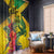 Personalized Jamaica Crocodile Window Curtain Tropical Flowers Grunge Flag - Wonder Print Shop