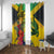 Personalized Jamaica Crocodile Window Curtain Tropical Flowers Grunge Flag - Wonder Print Shop