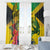 Personalized Jamaica Crocodile Window Curtain Tropical Flowers Grunge Flag - Wonder Print Shop