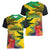 Personalized Jamaica Crocodile Women V-Neck T-Shirt Tropical Flowers Grunge Flag - Wonder Print Shop
