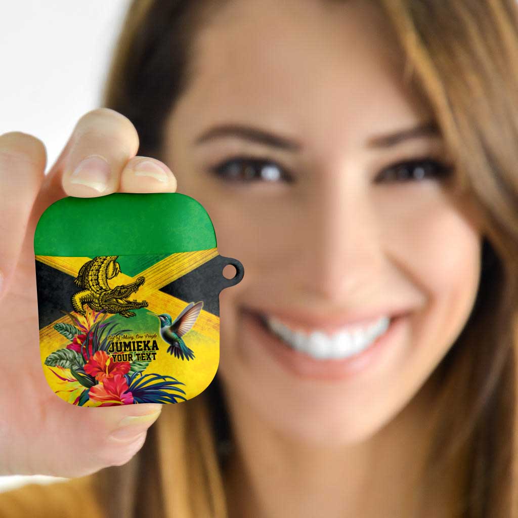 Personalized Jamaica Crocodile Hummingbird AirPods Case Tropical Flowers Grunge Flag - Wonder Print Shop