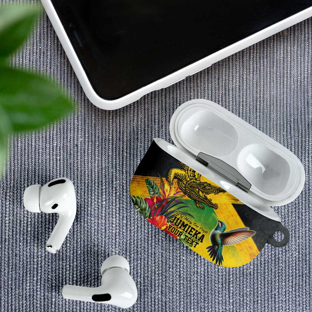 Personalized Jamaica Crocodile Hummingbird AirPods Case Tropical Flowers Grunge Flag - Wonder Print Shop