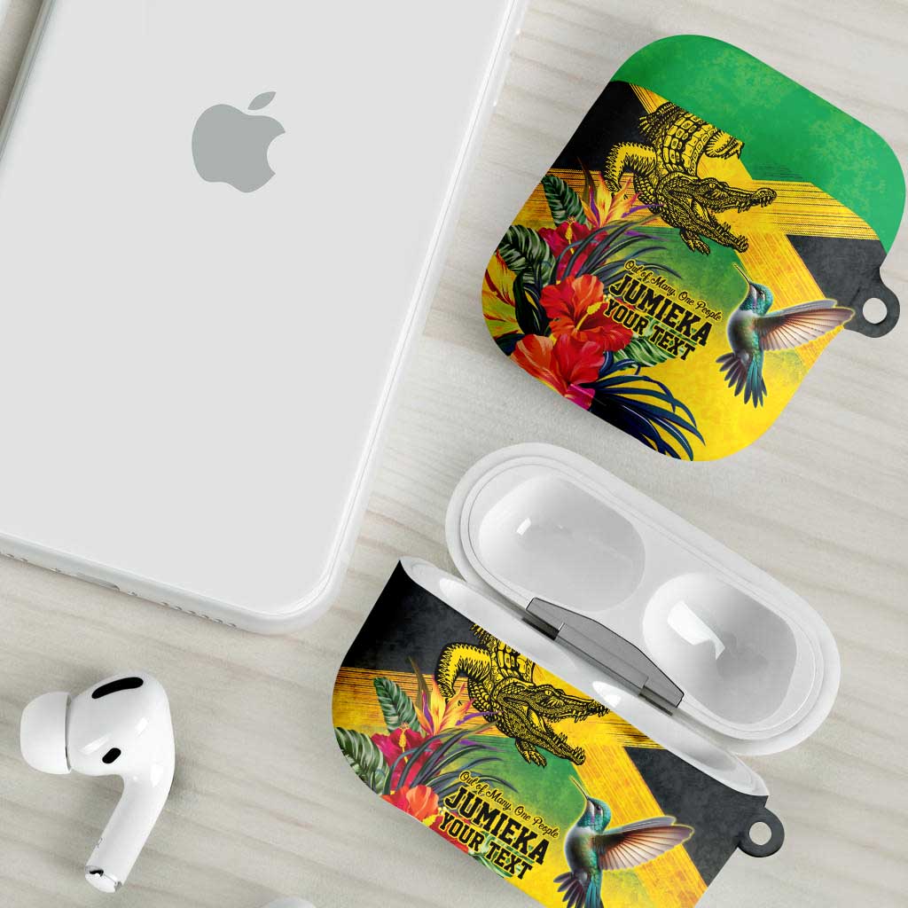 Personalized Jamaica Crocodile Hummingbird AirPods Case Tropical Flowers Grunge Flag - Wonder Print Shop