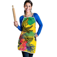Personalized Jamaica Crocodile Hummingbird Apron Tropical Flowers Grunge Flag - Wonder Print Shop