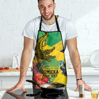 Personalized Jamaica Crocodile Hummingbird Apron Tropical Flowers Grunge Flag - Wonder Print Shop