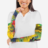 Personalized Jamaica Crocodile Hummingbird Arm Sleeves Tropical Flowers Grunge Flag - Wonder Print Shop