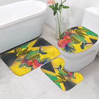 Personalized Jamaica Crocodile Hummingbird Bathroom Set Tropical Flowers Grunge Flag - Wonder Print Shop