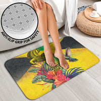 Personalized Jamaica Crocodile Hummingbird Bathroom Set Tropical Flowers Grunge Flag - Wonder Print Shop