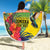 Personalized Jamaica Crocodile Hummingbird Beach Blanket Tropical Flowers Grunge Flag - Wonder Print Shop