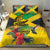 Personalized Jamaica Crocodile Hummingbird Bedding Set Tropical Flowers Grunge Flag - Wonder Print Shop