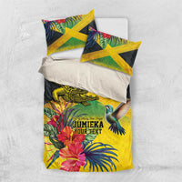 Personalized Jamaica Crocodile Hummingbird Bedding Set Tropical Flowers Grunge Flag - Wonder Print Shop