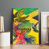 Personalized Jamaica Crocodile Hummingbird Canvas Wall Art Tropical Flowers Grunge Flag - Wonder Print Shop
