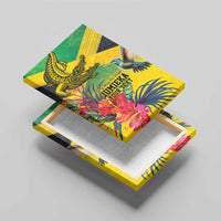 Personalized Jamaica Crocodile Hummingbird Canvas Wall Art Tropical Flowers Grunge Flag - Wonder Print Shop