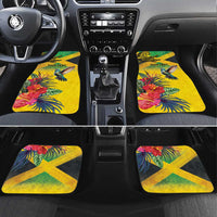 Personalized Jamaica Crocodile Hummingbird Car Mats Tropical Flowers Grunge Flag - Wonder Print Shop