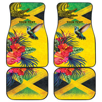 Personalized Jamaica Crocodile Hummingbird Car Mats Tropical Flowers Grunge Flag - Wonder Print Shop