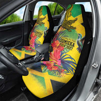 Personalized Jamaica Crocodile Hummingbird Car Seat Cover Tropical Flowers Grunge Flag - Wonder Print Shop