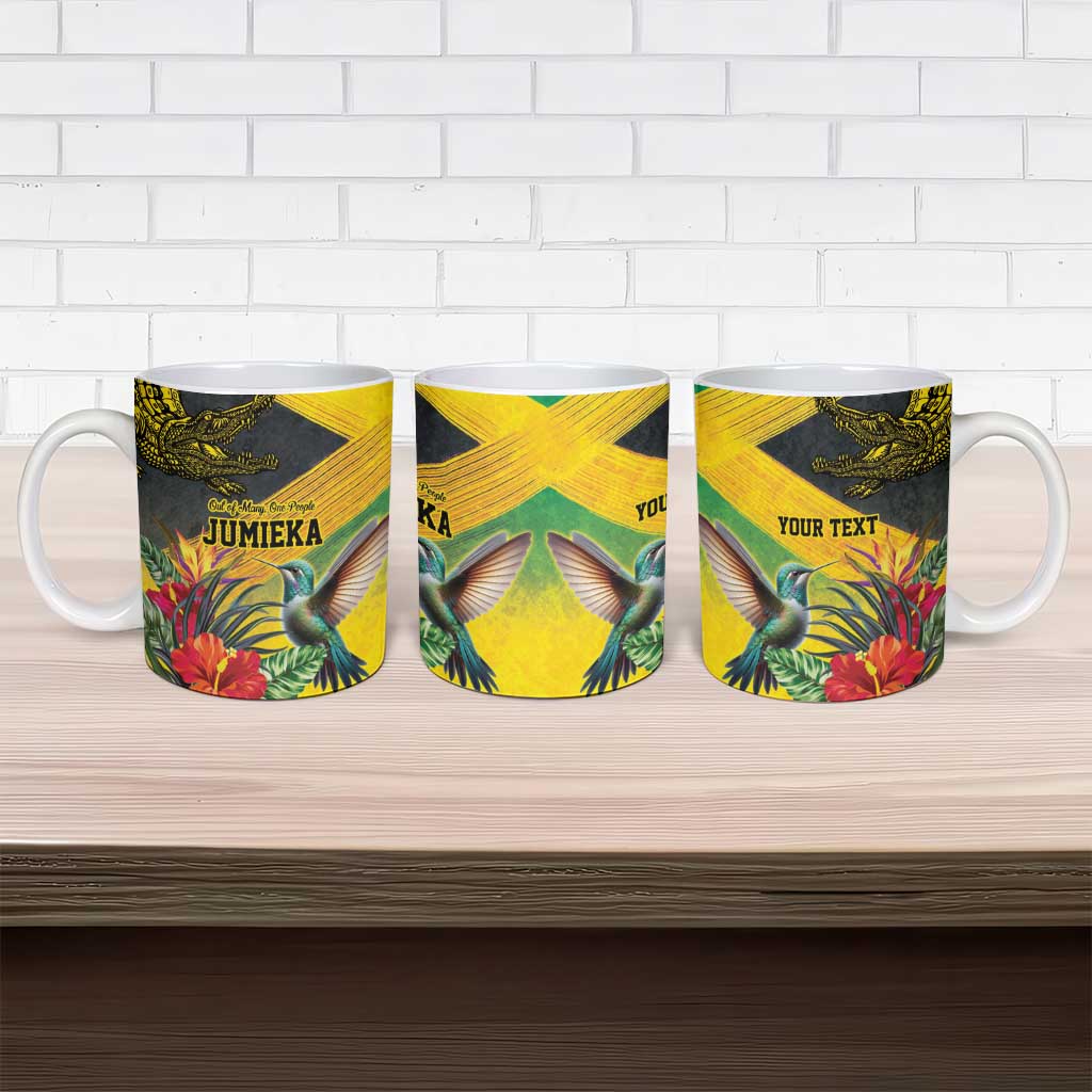Personalized Jamaica Crocodile Hummingbird Ceramic Mug Tropical Flowers Grunge Flag - Wonder Print Shop