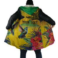 Personalized Jamaica Crocodile Hummingbird Cloak Tropical Flowers Grunge Flag - Wonder Print Shop