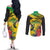 Personalized Jamaica Crocodile Hummingbird Couples Matching Off The Shoulder Long Sleeve Dress and Long Sleeve Button Shirt Tropical Flowers Grunge Flag - Wonder Print Shop