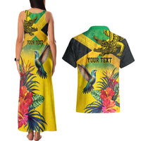 Personalized Jamaica Crocodile Hummingbird Couples Matching Tank Maxi Dress and Hawaiian Shirt Tropical Flowers Grunge Flag - Wonder Print Shop