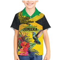 Personalized Jamaica Crocodile Hummingbird Family Matching Mermaid Dress and Hawaiian Shirt Tropical Flowers Grunge Flag - Wonder Print Shop