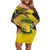 Personalized Jamaica Crocodile Hummingbird Family Matching Off Shoulder Short Dress and Hawaiian Shirt Tropical Flowers Grunge Flag - Wonder Print Shop
