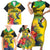 Personalized Jamaica Crocodile Hummingbird Family Matching Short Sleeve Bodycon Dress and Hawaiian Shirt Tropical Flowers Grunge Flag - Wonder Print Shop