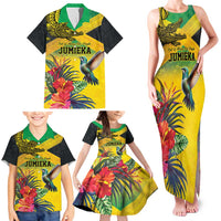 Personalized Jamaica Crocodile Hummingbird Family Matching Tank Maxi Dress and Hawaiian Shirt Tropical Flowers Grunge Flag - Wonder Print Shop