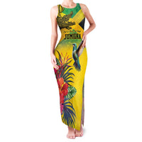Personalized Jamaica Crocodile Hummingbird Family Matching Tank Maxi Dress and Hawaiian Shirt Tropical Flowers Grunge Flag - Wonder Print Shop